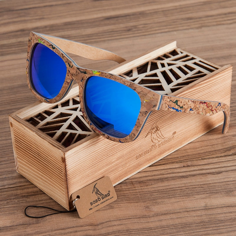 BOBO BIRD Mirror Wood Sunglasses for Men Polarized Color Women Sun Glasses oculos de sol feminino W-AG021