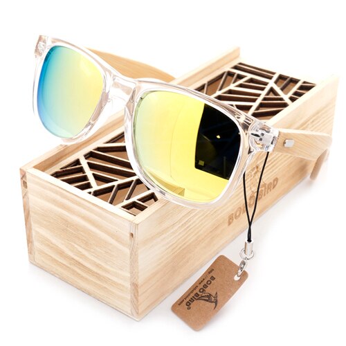 Bobo Bird Mirror Polarized Wood Sunglasses for Men / Women AG021Blue