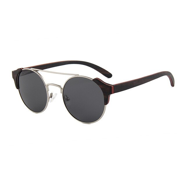 New product Men Women Retro Round Wood Sunglasses Polarized Lens