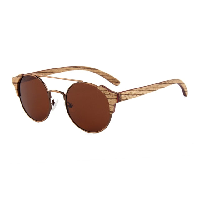 New product Men Women Retro Round Wood Sunglasses Polarized Lens