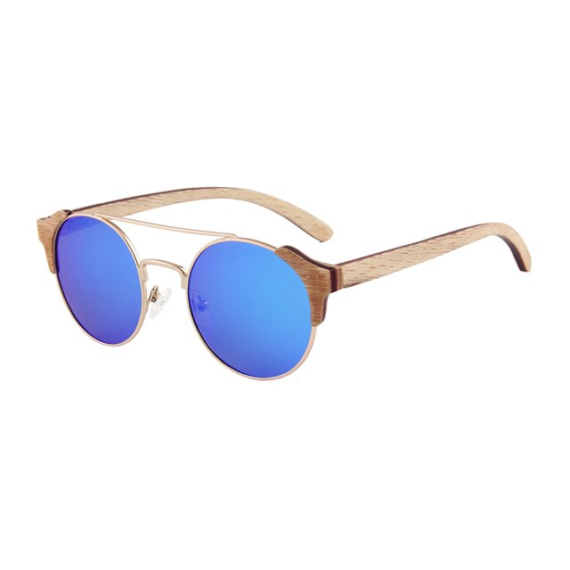 New product Men Women Retro Round Wood Sunglasses Polarized Lens