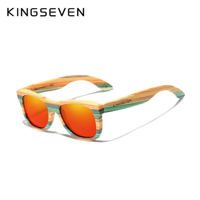 KINGSEVEN 2020 Retro Bamboo Sunglasses Men Women Polarized Mirror UV400 Sun Glasses Full Frame Wood Shades Goggles Handmade