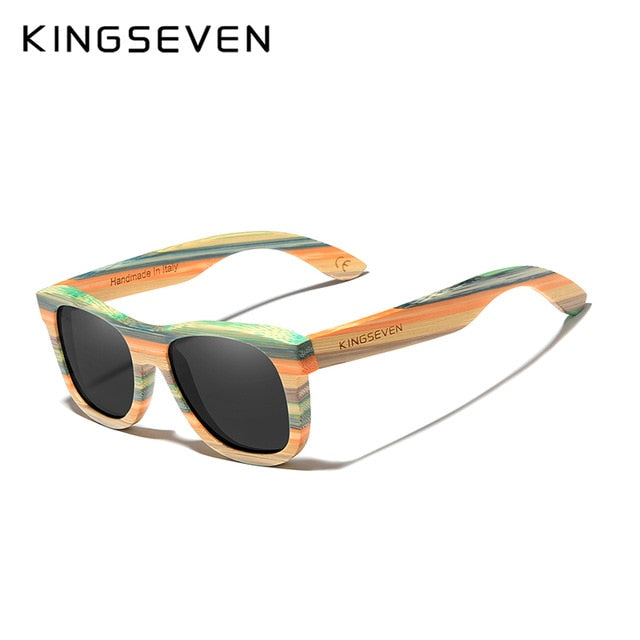 KINGSEVEN 2020 Retro Bamboo Sunglasses Men Women Polarized Mirror UV400 Sun Glasses Full Frame Wood Shades Goggles Handmade