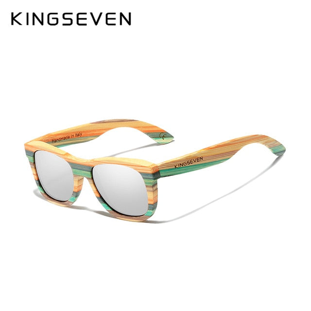 KINGSEVEN 2020 Retro Bamboo Sunglasses Men Women Polarized Mirror UV400 Sun Glasses Full Frame Wood Shades Goggles Handmade