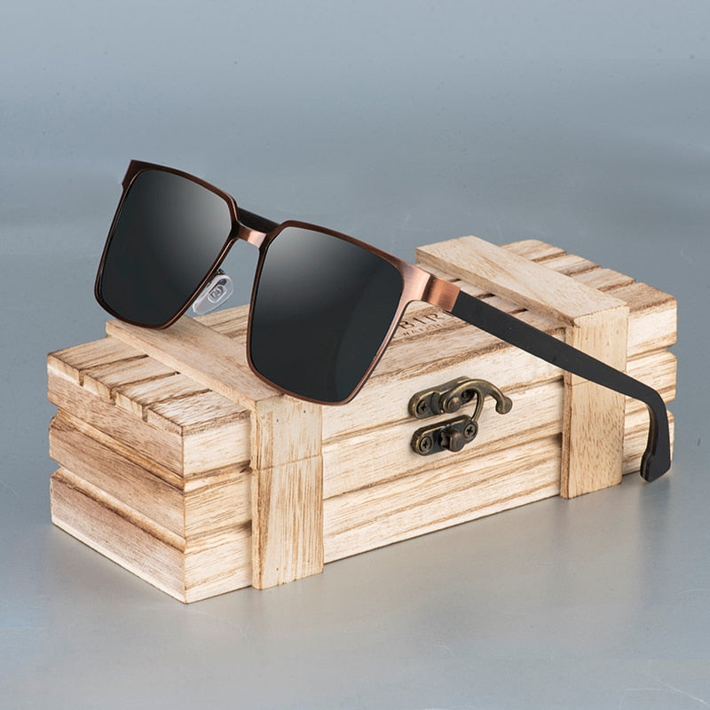 BOBO BIRD Luxury Brand Sunglasses Men Handmade Polarized black lens Wooden Legs With Bamboo Gift Box