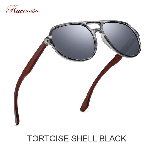 Ravenisa Wood Sunglasses Women UV400 Polarized Pilot Plastic Frame  Sun Glasses fishing Driving Sunglasses