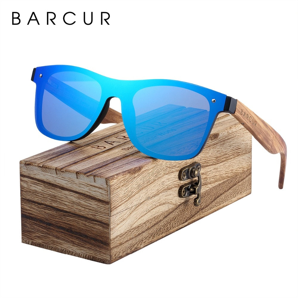 BARCUR Polarized Black Walnut Wood Sunglasses Men Square Women Sun Glasses UV400 Oculos Gafas Oculos De Sol Masculino