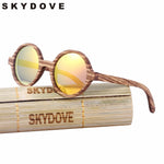 SKYDOVE Polarized  Wooden Sunglasses Men 2018 Vintage Kids Zebra Wood Sunglasses Round Women Bamboo Wood Sunglasses Men