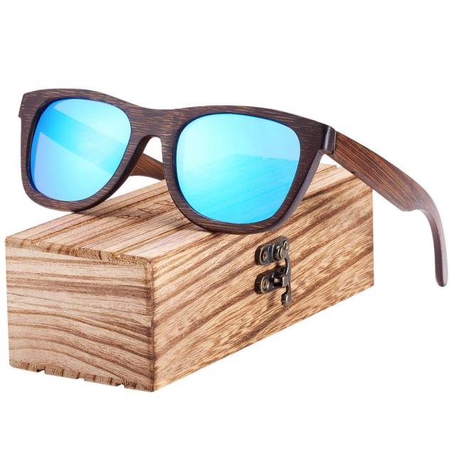 BARCUR Wood Sunglasses Bamboo Brown Full Frame Wooden Sun Glasses Men Polarized Vintage Women Eyewear