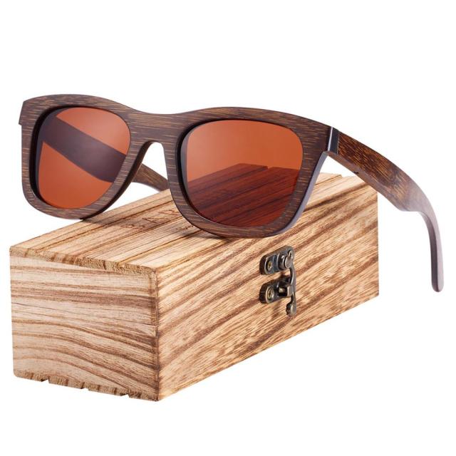 BARCUR Wood Sunglasses Bamboo Brown Full Frame Wooden Sun Glasses Men Polarized Vintage Women Eyewear