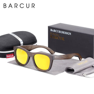 BARCUR Wood Sunglasses Bamboo Brown Full Frame Wooden Sun Glasses Men Polarized Vintage Women Eyewear