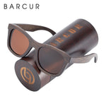 BARCUR Wood Sunglasses Bamboo Brown Full Frame Wooden Sun Glasses Men Polarized Vintage Women Eyewear