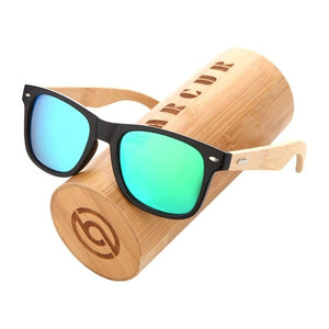 BARCUR Polarized Glasses Men Bamboo Wood Sun Glasses Women Fashion Mirror Sunglasses Brand Designer Eyewear