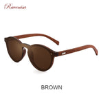 RAVENISA  Vintage Round  Wood Sunglasses Mono Green Lenses Sun Glasses For Men Women Wooden Eyewear