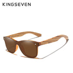 KINGSEVEN Handmade Brand Design Zebra Polarized UV400 Sunglasses Men/Women Mirror Lens Original Wood Eyewear Oculos de sol