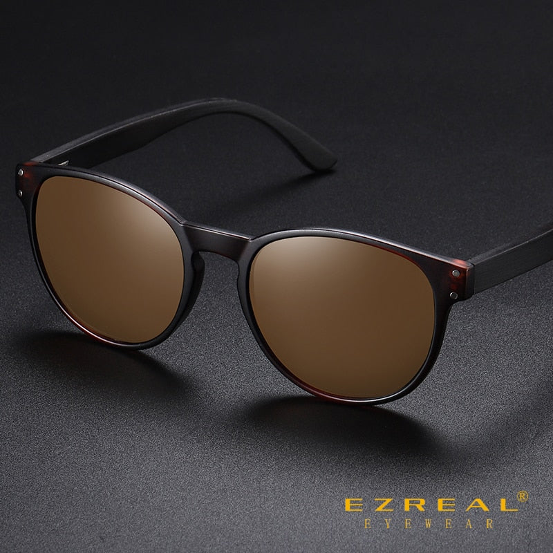 EZREAL Polarized Sunglasses Men Women S5091 Brand  Wooden Sunglasses Women Round frame Classic Sunglasses