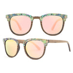 Polarized Abalone Shell Sunglasses Women Square Frame Rim Wood Veneer Logo Custom Wooden Sun Glasses