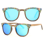 Polarized Abalone Shell Sunglasses Women Square Frame Rim Wood Veneer Logo Custom Wooden Sun Glasses