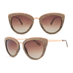 Polarized Abalone Shell Sunglasses Women Square Frame Rim Wood Veneer Logo Custom Wooden Sun Glasses