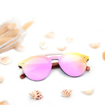 Walnut Wooden Sunglasses Women Brand Designer Mirror Rose Gold Vintage Reflective Cat Eye Sun Glasses Female Oculos Gafas