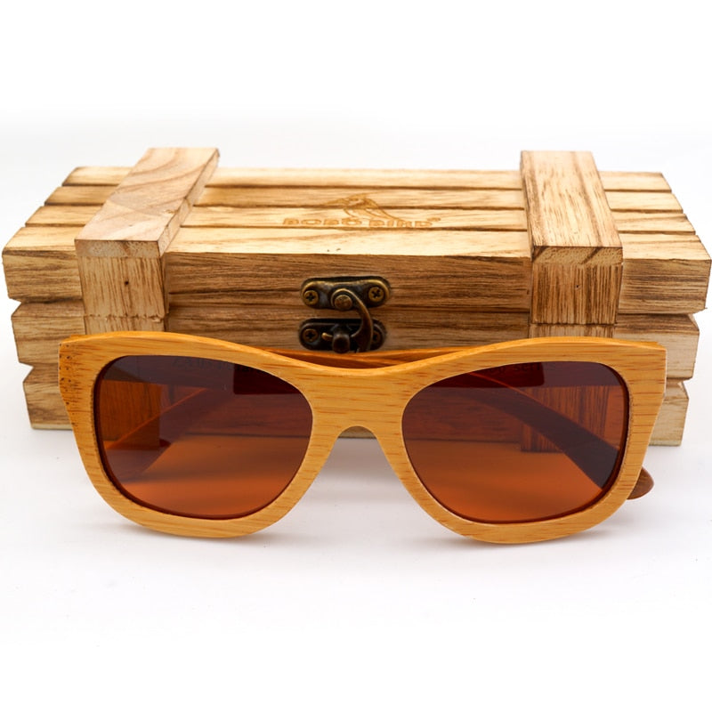 BOBO BIRD Handmade Men women Wood Sunglasses Wooden Eyewear Bamboo sport Glasses in Wood Box custom logo